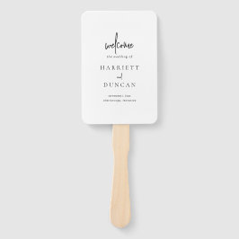 Tijdloos zwart-wit elegant huwelijksprogramma handwaaier