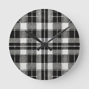 Tijdloos zwart-wit geplakt patroon ronde klok