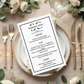 Tijdloos zwart-wit huwelijksmenu