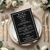 Tijdloos zwart-wit huwelijksmenu