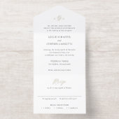 Tijdloos zwart-wit monogram Elegante bruiloft All In One Uitnodiging (Binnenkant)