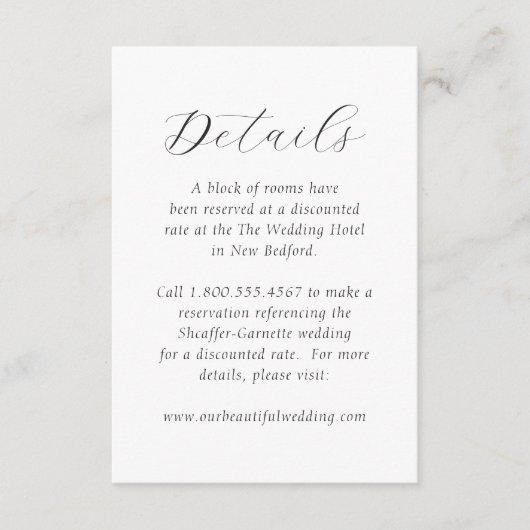 Tijdloos zwart-wit monogram Elegante bruiloft Informatiekaartje (Voorkant)