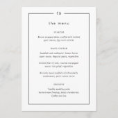 Tijdloos zwart-wit monogram modern trouwen menu (Voorkant)