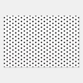 Tijdloos Zwart Wit Polka Dot Gift Wrapping Paper