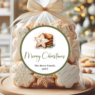 Tijdloze aardse kerst gepersonaliseerde naam stick ronde sticker