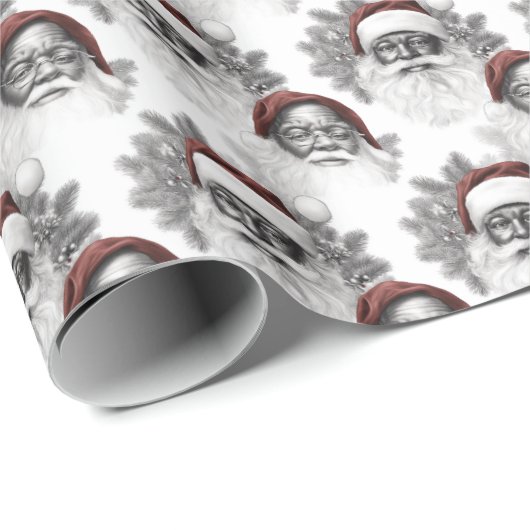 Tijdloze Afrikaans-Amerikaanse Kerstman Cadeaupapier (Rol Hoek)