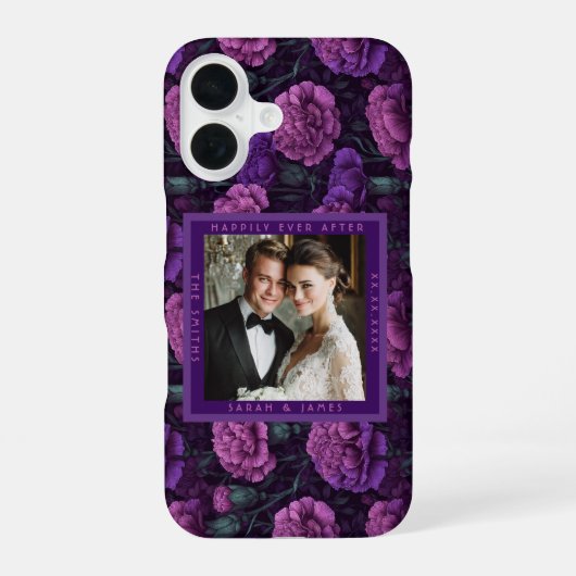 Tijdloze Anjer Bloem Bruiloft iPhone 16 Hoesje (Achterkant)