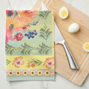 Tijdloze aquarel bloemendecoratie theedoek