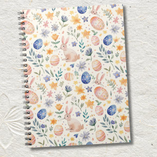 Tijdloze Aquarel Pastel Konijn Bloemen Eieren Notitieboek