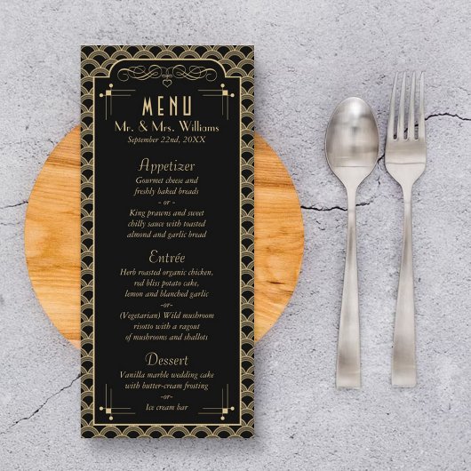 Tijdloze Art Deco Gatsby Bruiloft Collectie uit de Menu