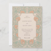 Tijdloze Art Nouveau Seafoam en Peach bruiloft Kaart (Voorkant)
