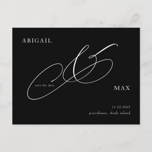 Tijdloze B/W bruiloft Bewaar de datum Briefkaart (Voorkant)