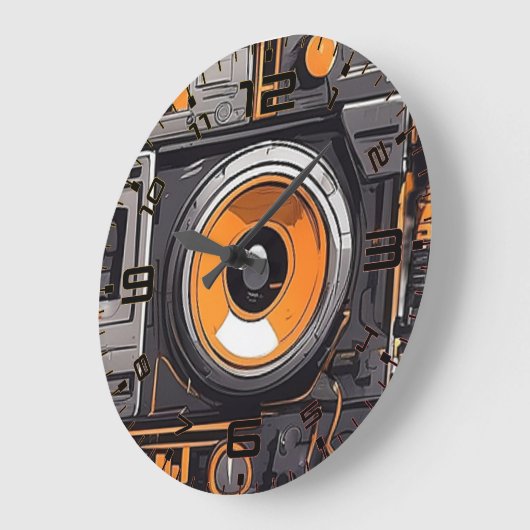 Tijdloze Beats Wall Clock – muziek vibes Grote Klok (Hoek)