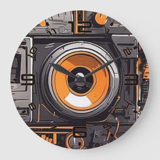 Tijdloze Beats Wall Clock – muziek vibes Grote Klok (Voorkant)