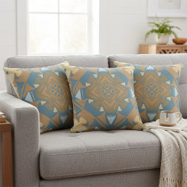 Tijdloze Beige Goud Blauwe Diamant Geometrisch Kussen