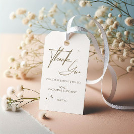 Tijdloze Beige Kalligrafie Bedankt Favoriet Tag Cadeaulabel