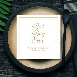 Tijdloze beste dag ooit goud accent elegante bruil servet