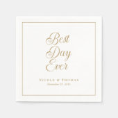 Tijdloze beste dag ooit goud accent elegante bruil servet (Voorkant)