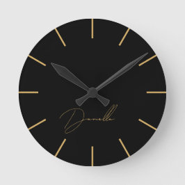 Tijdloze Black & Gold Luxury Script Naam Ronde Klok