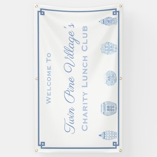 Tijdloze blauw-witte douche of non-profit evenemen spandoek (Verticaal)