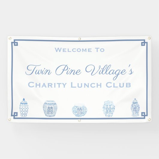 Tijdloze blauw-witte douche of non-profit evenemen spandoek (Horizontaal)