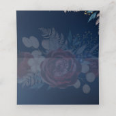 Tijdloze Blauwe Bourgondische Bloemenslak Bruiloft Plaatskaartje (Binnenkant ongevouwen)