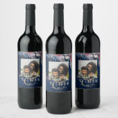 Tijdloze Blauwe Bourgondische Bloemenslak Bruiloft Wijn Etiket (Flessen)