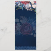 Tijdloze Blauwe Bourgondische Bloemrijke Kanten Tr Menu (Achterkant)