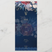 Tijdloze Blauwe Bourgondische Bloemrijke Kanten Tr Menu (Voorkant)