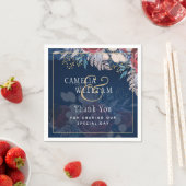 Tijdloze Blauwe Bourgondische Bloemrijke Kanten Tr Servet (Insitu)