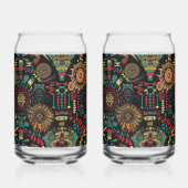 Tijdloze blauwe "erfgoed-geïnspireerde patronen" k blikvorm glas (Achterkant)