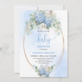 Tijdloze Blauwe Hortensia Baby Shower Uitnodiging (Voorkant)