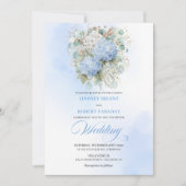 Tijdloze Blauwe Hortensia Gouden Bloemen Bruilofts Kaart (Voorkant)