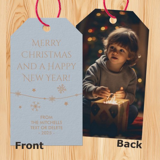 Tijdloze Blauwe Mist - Kerst Foto Gift Labels Cadeaulabel