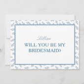 Tijdloze Blauwe Tuin Elegant Bruidsmeisje Voorstel Kaart (Voorkant)
