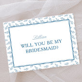 Tijdloze Blauwe Tuin Elegant Bruidsmeisje Voorstel Kaart