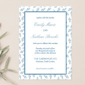 Tijdloze Blauwe Tuin Elegante Oud Geld Trouwen Kaart