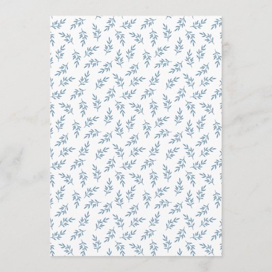 Tijdloze Blauwe Tuin Elegante Oud Geld Trouwen Menu (Achterkant)