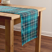Tijdloze Blauwgroen Blue Plaid Table Runner Lange Tafelloper (Voorbeeld)
