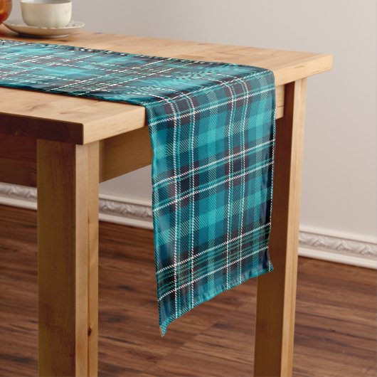 Tijdloze Blauwgroen Blue Plaid Table Runner Lange Tafelloper (Voorbeeld)