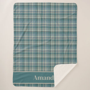 Tijdloze Blauwgroen Green Plaid Gezellige Kunst Sherpa Deken