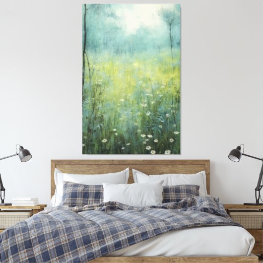 Tijdloze bloei: Abstracte  bloemolieverf Canvas Afdruk (Insitu (Slaapkamer))