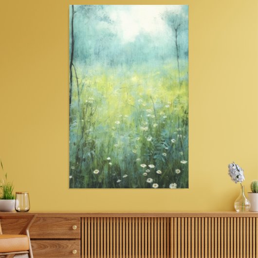 Tijdloze bloei: Abstracte bloemolieverf Canvas Afdruk (Insitu (Woonkamer))