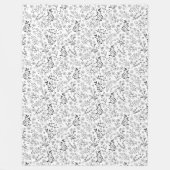 Tijdloze bloei: handgetekende bloemenelegantie fleece deken (Voorkant)