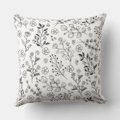 Tijdloze bloei: handgetekende bloemenelegantie kussen (Achterkant)