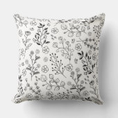 Tijdloze bloei: handgetekende bloemenelegantie kussen (Voorkant)