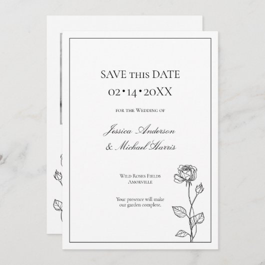 Tijdloze bloei met foto Save The Date Kaart (Voorkant / Achterkant)