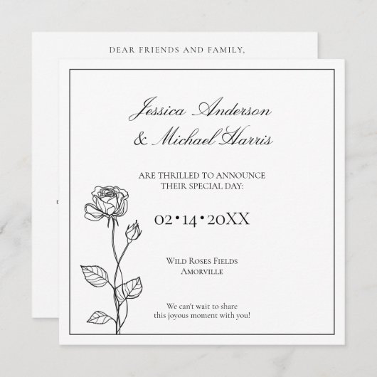 Tijdloze bloei met tekst Save The Date Kaart (Voorkant / Achterkant)