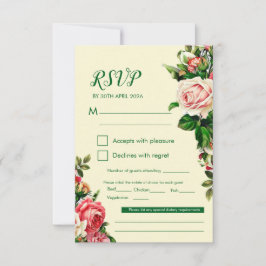 Tijdloze Bloem Bruiloft RSVP Kaart
