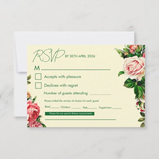 Tijdloze Bloem Bruiloft RSVP Kaart (Voorkant)
